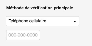 Capture d'écran Méthode de vérification principale